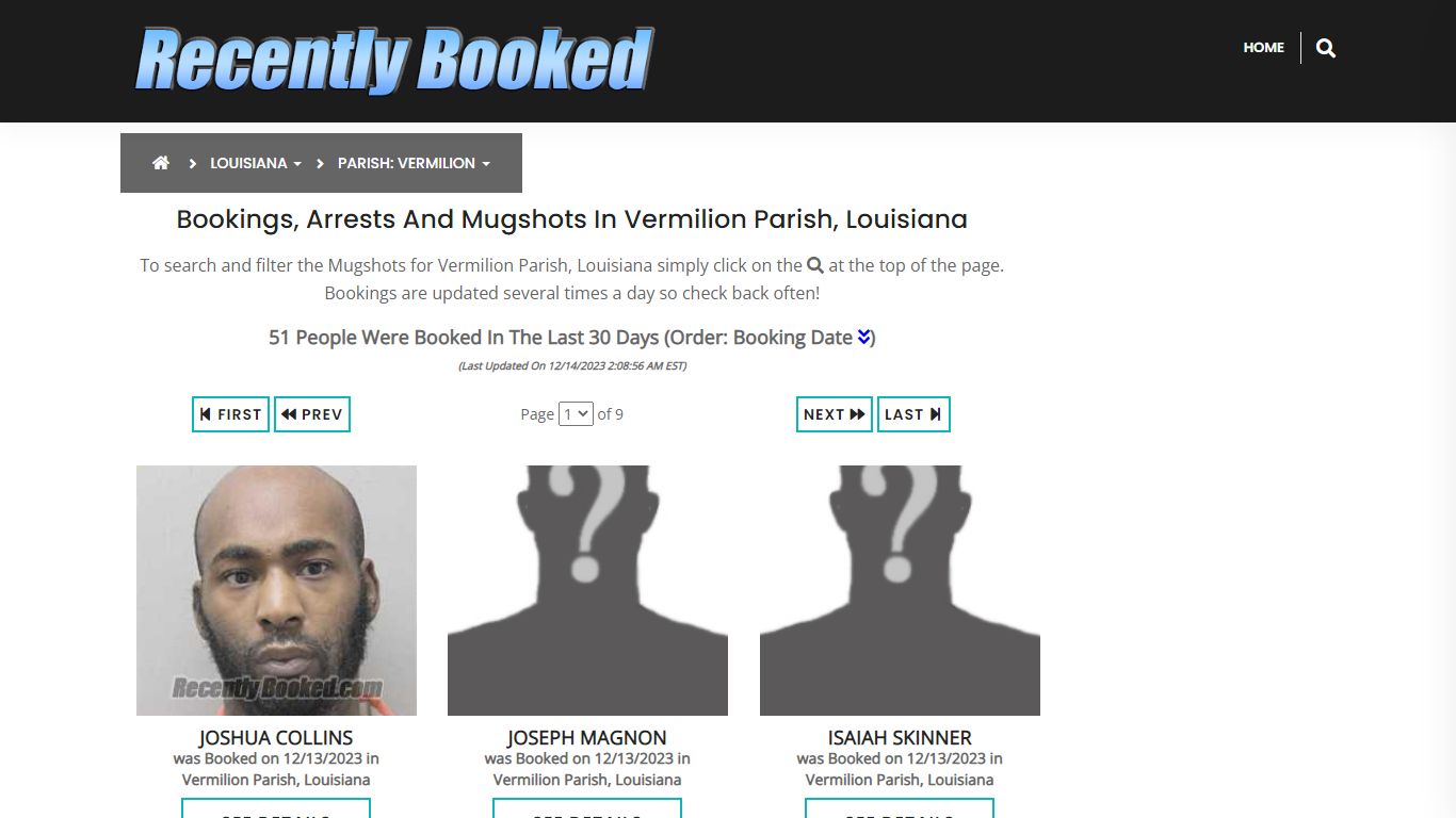 Bookings, Arrests and Mugshots in Vermilion Parish, Louisiana
